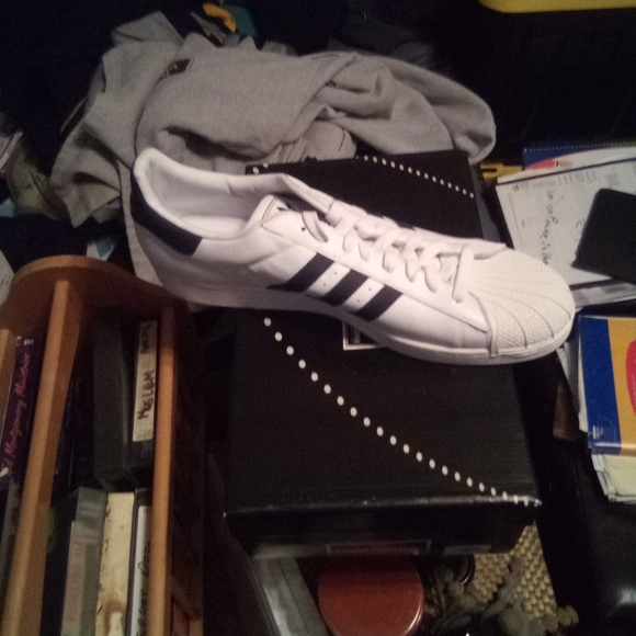 Black and white low top Adidas sneakers size 20 - Picture 1 of 4